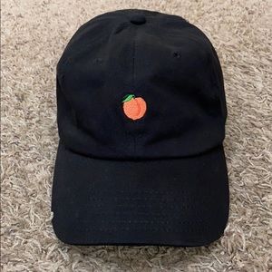 Peach emoji 🍑 black adjustable baseball cap hat